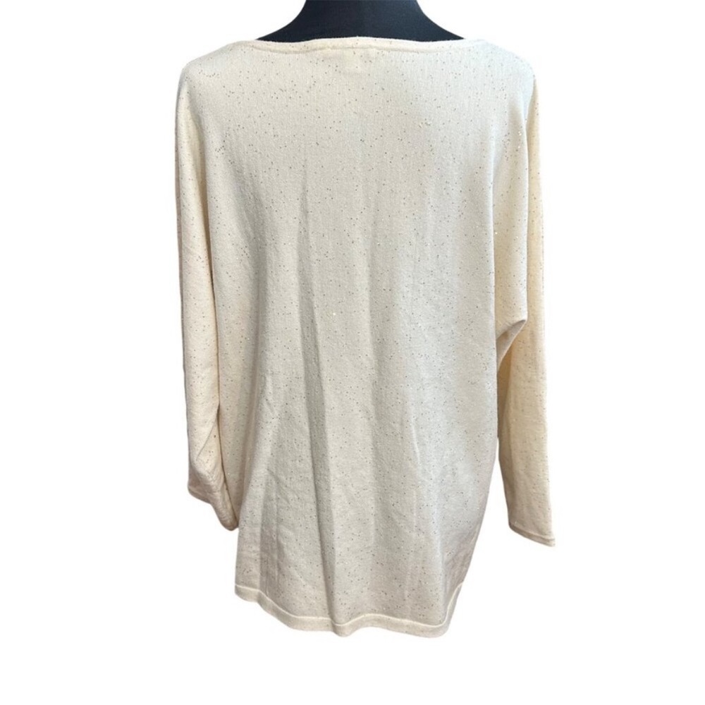 Chico's English Cream Scatter Sequin Long Sleeve Pullover Sweater, NWT, Chicos 3 - Picture 6 of 14